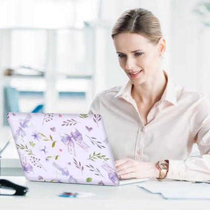 Purple Bows Laptop Skin Sticker Cover Decal, 12 13 13.3 14 15 15.4 15.6 inch Laptop Notebook Vinyl Skin Sticker Cover Personalized Art Protector - color: Light Purple Bows Flower