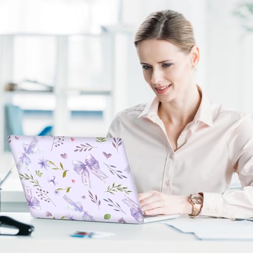 Purple Bows Laptop Skin Sticker Cover Decal, 12 13 13.3 14 15 15.4 15.6 inch Laptop Notebook Vinyl Skin Sticker Cover Personalized Art Protector - color: Light Purple Bows Flower