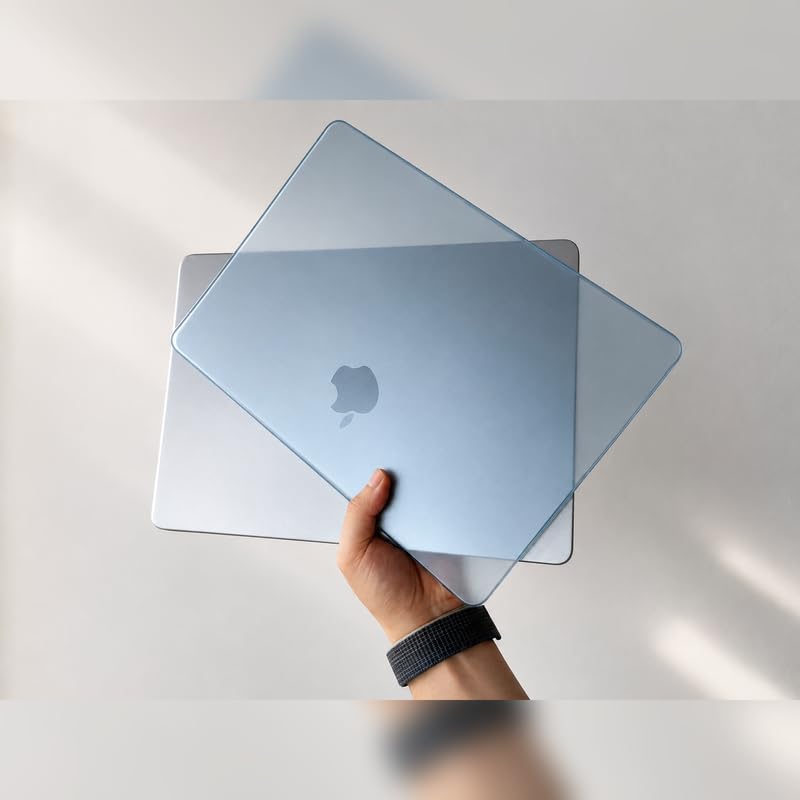 Soonjet Invisible Armor for MacBook Air 13 inch Case M5 M4 M3 M2 2026-2022 | 100% Color Match, Sky Blue Clear Matte, Protective Hard Shell, Anti Fingerprint & Scratch, Ultra Thin, Close Seamlessly - color: Sky Blue Clear