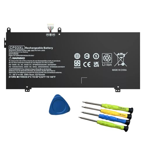 CP03XL 929072-855 Laptop Battery Replacement for Hp Spectre X360 Convertible 3-ae 13-ae0xx 13-ae000 13-ae013dx 13-ae049ng 13-ae001ng 929066-421 HSTNN-LB8E CPO3XL CP03060XL 11.55V 60.9Wh 5275mAh - size: 9.29×3.19×0.26 in CP03XL