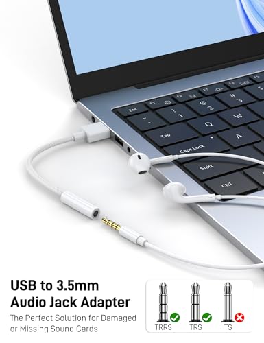 USB to 3.5mm Audio Jack Adapter (20 Pack), Audio Aux Cable External Stereo Sound Card, USB to 3.5mm TRRS Female Headset for PS5 PS4 Headphone PC Laptop Linux Desktops and More Device - size: 20 Pack