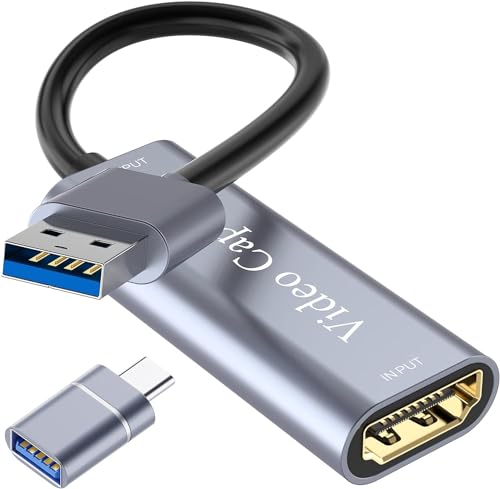 Video Capture Card, Video Recording Card Wonderful 4K HDMI to 1080P USB C for Gaming Streaming TV Recorder, for Windows Mac OS System with USB C Adapter to Adjust PS4, Switch, Xbox - color: Silver