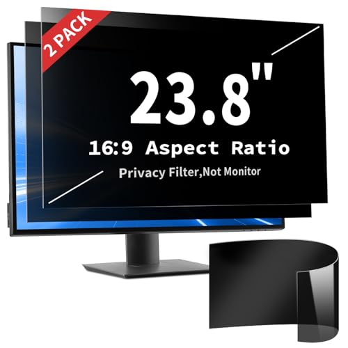 2 Pack 23.8 Inch Privacy Screen Filter for 16:9 Curved and Flat | Removable Anti Glare & Blue Light & UV Reduces Eye Strain, ±30° Privacy Filter for Monitors Keeps Data Safe, Lightweight - size: 2 Pack-23.8''Monitor Screen Protector (16:9)