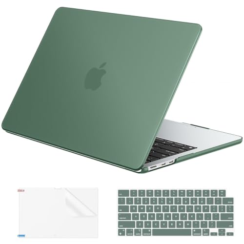 EooCoo Case for MacBook Air 15 inch M5 M4 M3 M2 2026-2023, Midnight Green | Easy to Install, Sturdy, Plastic Hard Shell Case & Keyboard Cover & Screen Protector, Model: A3448 A3241 A3114 A2941 - color: Matte Midnight Green