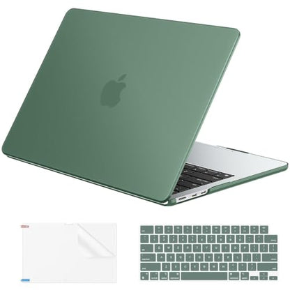 EooCoo Case for MacBook Air 15 inch M5 M4 M3 M2 2026-2023, Midnight Green | Easy to Install, Sturdy, Plastic Hard Shell Case & Keyboard Cover & Screen Protector, Model: A3448 A3241 A3114 A2941 - color: Matte Midnight Green