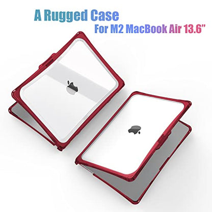 IBENZER Hexpact Protective MacBook Air 13 inch Case M5 2026 M4 2025 M3 M2 2024-2022 A3449 A3240 A3113 A2681, Heavy Duty Case & KeyboardCover & ScreenFilm, Wine Red, HPE-KK-WR+2 - color: Wine Red