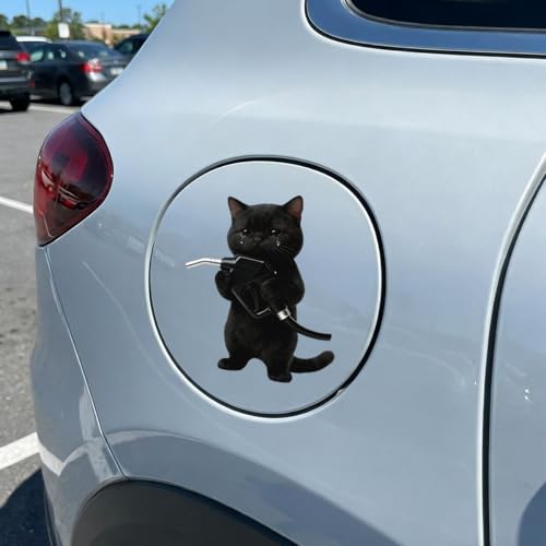 Animal Car Fuel Tank Sticker Decal, Funny Vinyl Automotive Fuel Lid Sticker, Self-Adhesive Water-Resistant Vehicle Exterior Body Decal Decoration for Cars, Trucks, SUVs, Laptops(Cat) - size: Cat