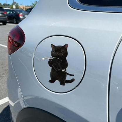 Animal Car Fuel Tank Sticker Decal, Funny Vinyl Automotive Fuel Lid Sticker, Self-Adhesive Water-Resistant Vehicle Exterior Body Decal Decoration for Cars, Trucks, SUVs, Laptops(Cat) - size: Cat