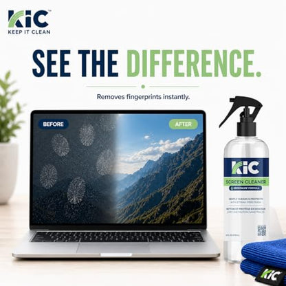 KIC> CrystalVu Screen Cleaner Spray Kit with Microfiber Cleaning Cloth – Streak-Free for TV, Phone, Laptop, Monitor & Tablet – NSF Certified Safe Formula – 1 Reusable Microfiber Towel - 16oz - size: 16 Fl Oz (Pack of 1)