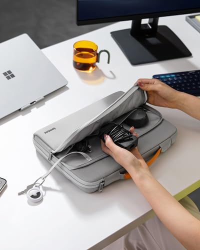 tomtoc 360° Protective Laptop Case for 13.5-14.4 Inch Surface Laptop Studio | Water-Resistant Laptop Bag Fits Surface Laptop 6/5/Studio 2/1, Acer Swift 14, ASUS Zenbook/Chromebook 14, HP EliteBook 14 - color: Gray, size: 13.5-14.4 Inch