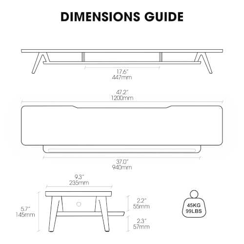 Fenge Dual Monitor Stand Riser, Wooden Desk Shelf with 2-Tier Storage | 47.2-Inch Extra Wide, Sturdy Aluminum Legs, Built-In Phone & Tablet Slot, Desktop Organizer for Office Accessories - color: White, size: 47.2 Inch