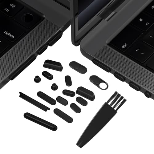 DAMMOMKO MacBook Pro M5 Accessories - 14PCS Dust Plugs for 2026-2021 MacBook Pro 14 & 16 inch M5 M4 M3 M2 M1 Pro/Max, Silicone Plug Cover Caps Accessory & 2PCS Webcam Cover Slide