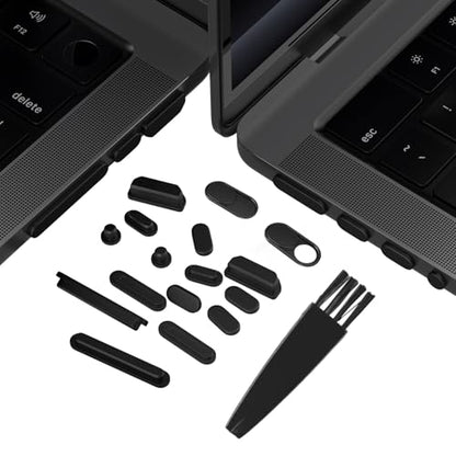 DAMMOMKO MacBook Pro M5 Accessories - 14PCS Dust Plugs for 2026-2021 MacBook Pro 14 & 16 inch M5 M4 M3 M2 M1 Pro/Max, Silicone Plug Cover Caps Accessory & 2PCS Webcam Cover Slide