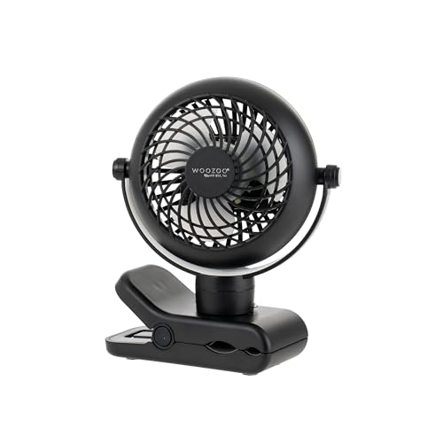 IRIS USA WOOZOO Cordless Portable Clip On Fan, USB-C Rechargeable, Black | LED Light, Mosquito Repellent Tray, 360° Tilt, 3 Speeds, Pet Stroller Car Fan, Camping Golfing Outdoor Use - color: Black, style: Clip On