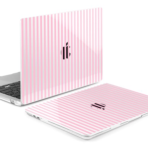 MEEgoodo Case for M5/M4/M3/M2 MacBook Air 15 inch Case 2026 2025 2024 2023, Laptop Shell Fit Model (A3448/A3241/A3114/A2941) for MacBook Air 15.3-inch, Pink Stripes - color: Pink Stripes