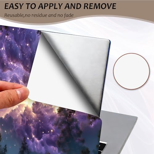Laptop Skin 12.1-15.6 inch Removable Universal Reusable Laptop Sticker Decal,Waterproof No Residue Vinyl Cover,Scratch-Resistant Cuttable Full Wrap Sticker for Notebook, Purple Starry Nebula Forest - color: Purple Starry Nebula Forest