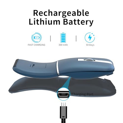 Bluetooth Arc Travel Mouse - BT & USB Wireless Dual Mode, Rechargeable | Slim Rotatable Portable, 3-Speed DPI, Silent Computer Mice for Microsoft Laptop PC MacBook Chromebook Tablet - Sapphire Blue - color: Sapphire Blue