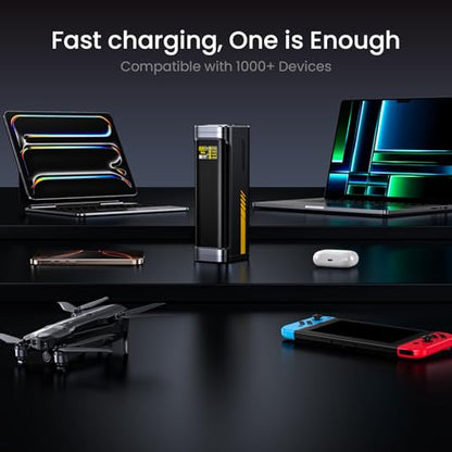 AOHI 140W PD3.1 Laptop Power Bank 40000mAh Fast Charging Station, The Future Starship 2 in 1 Camping Large Portable Charger for MacBook Pro/Air, iPad Pro, iPhone 16 Pro Max,Galaxy,Steam Deck, Grey