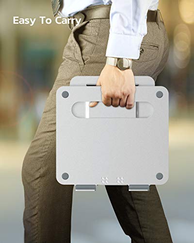 Nulaxy Laptop Stand, Ergonomic Sit to Stand Laptop Holder Convertor, Adjustable Height from 2.1" to 13.8", Supports up to 22lbs, Compatible with MacBook, All Laptops Tablets 11-17" - Silver | Full Aluminum Standing Desk Holder, Vented Panel, Dual Foldable