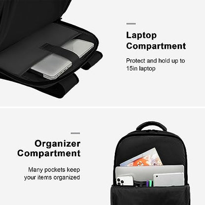 MATEIN Travel Laptop Backpack, Flight Approved Carry on Backpack, Black | Shoe Compartment, Large Personal Item Bag, Fits 15.6 Inch Laptop, Water Resistant, Overnight Luggage Bag, Weekender Bag - color: Black, size: Large