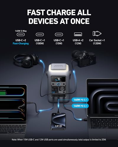 Anker SOLIX C300 DC Power Bank Station, Outdoor 288Wh Portable Power Station, LiFePO4 Battery, 300W Solar Generator, for Camping, Traveling, and Emergencies (No Wall Charger Included) - style: C300 DC