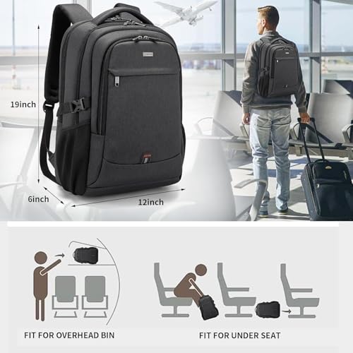 17 Inch Laptop Backpack for Travel Water Resistant College Backpack for Men Women Laptop Bag with USB Charging Port,Black - color: Black-e