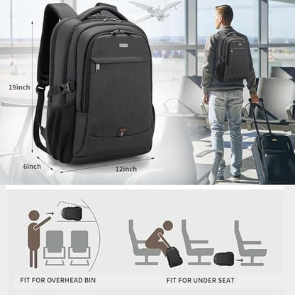 17 Inch Laptop Backpack for Travel Water Resistant College Backpack for Men Women Laptop Bag with USB Charging Port,Black - color: Black-e