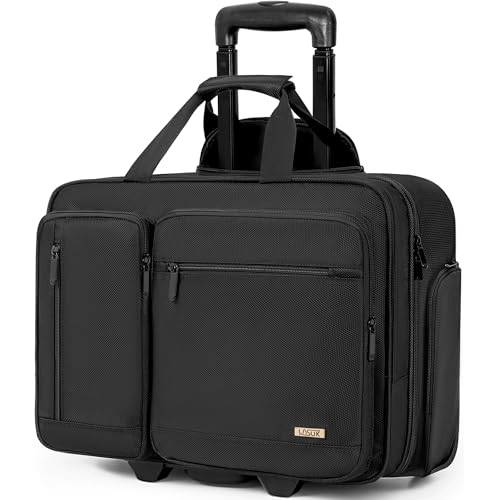 Rolling Laptop Bag for Women Men, Overnight Rolling Computer Bags Fits Up to 17.3 Inch Laptop for Travel/Work/Business
