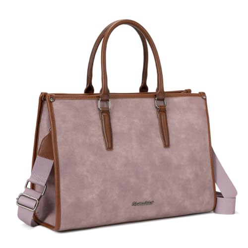 Montana West Laptop Tote Bag for Women 15.6 Inch Computer Bags Business Office Work Briefcase With Adjustable Shoulder Strap - color: Pink