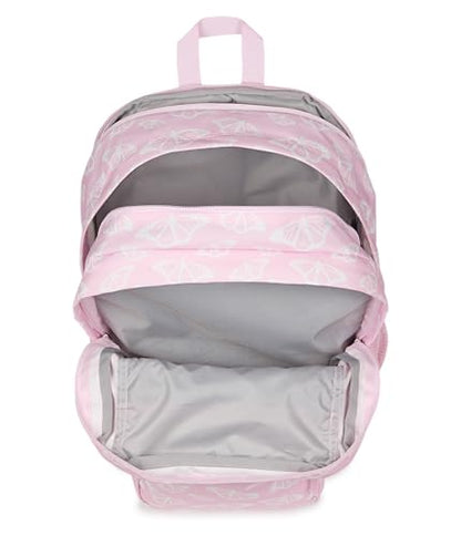 JanSport Laptop Backpack - Computer Bag with 2 Compartments, Ergonomic Shoulder Straps, 15” Laptop Sleeve, Haul Handle - Flutter By - color: Flutter By Pink Ice