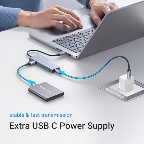 UGREEN USB C to USB A Hub, 4xUSB 3.0 Ports, 5Gbps Data Transfer,0.5ft Cable | USB-C 5V/2A Power Port for Laptop, MacBook Pro/Air, Mac Mini M4, iMac, iPad Pro, Chromebook, Dell XPS, Galaxy S23, and More - size: 0.5 FT