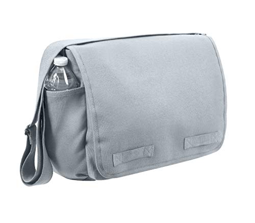 Rothco Classic Canvas Messenger Bag | Durable Canvas Shoulder Bag, Crossbody Designed For EDC, Travel, Commuting, Organized Storage And Dependable Carry - color: Grey