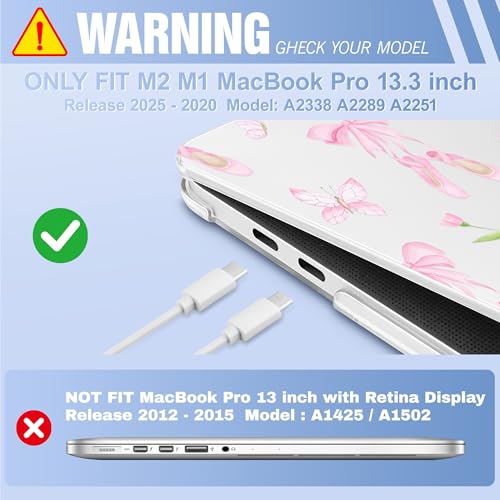 May Chen Case for MacBook Pro 13 inch M2 2023,2022,2021,2020 A2338 M1 A2251 A2289, Plastic Hard Shell Cover for MacBook Pro 13" with Touch Bar Fits Touch ID, Ballet Shoes - color: Ballet shoes