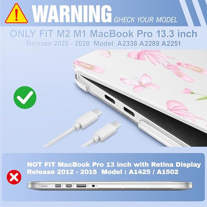 May Chen Case for MacBook Pro 13 inch M2 2023,2022,2021,2020 A2338 M1 A2251 A2289, Plastic Hard Shell Cover for MacBook Pro 13" with Touch Bar Fits Touch ID, Ballet Shoes - color: Ballet shoes