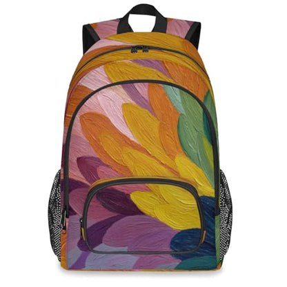 Abstract Feather Large Backpack for Women and Men Waterproof Travel Laptop Backpack Lightweight Business Work Daypack Fits 17 Inch Computer - color: Multicolor 4
