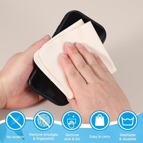 PATIKIL Glasses Cleaning Cloth 6.9" x 5.7", 12 Pcs Microfiber Eyeglasses Cleaner Cloths Soft Suede Wipe Screen for Camera Len Eyeglass Screens Phones Smart Devices, Beige - color: Beige, size: 6.9" x 5.7"