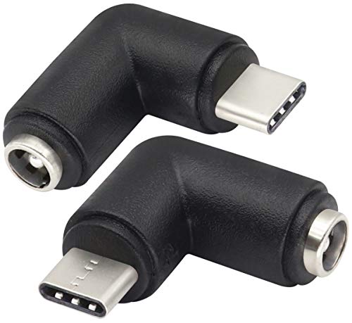 90 Degree Type C USB Male to DC 5.5x2.1mm Female Connector DC Barrel Jack Power Adapter for Type C USB Charging Device (2Pack) - color: Type C