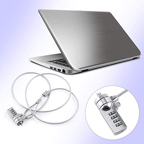 Laptop Lock Cable Chain, Theft Deterrent 4 Digit Password for Notebook PC, for Notebooks/Desktops with Built in Standard Security Locking Slot Hole