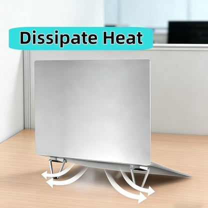 (2 PK/4Pcs) Laptop Stand Foldable & Portable Zinc Alloy Laptop Riser with Anti-Slip Pads Ergonomic Height Adjustment for 12-20 Inch Laptop to Reduce Neck Strain & Improve Cooling - style: Silver-4