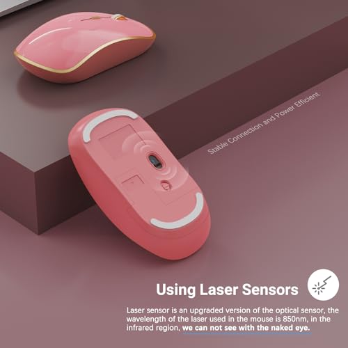 JOYACCESS Wireless Mouse for Laptop - Ultra Thin, Silent, 2400 DPI Portable Optical Mouse for Computer, MacBook, Windows, Chromebook, PC - Pink - color: Pink