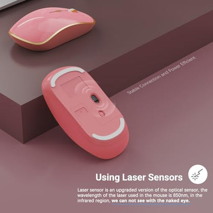 JOYACCESS Wireless Mouse for Laptop - Ultra Thin, Silent, 2400 DPI Portable Optical Mouse for Computer, MacBook, Windows, Chromebook, PC - Pink - color: Pink
