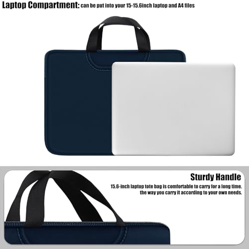 Laptop Sleeve 15.6 Inch, Durable Traveling Briefcase Handle Bag & with Extra Pockets, Computer Protective Case Compatible for 15 15.6 inch HP, Dell, Acer, Asus, Deep Blue - color: Deep Blue, size: 15.6 inch