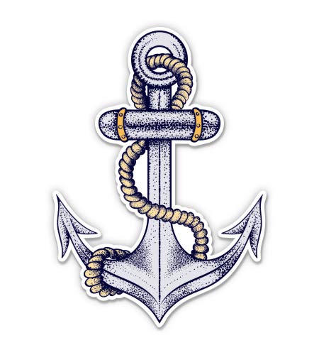 Anchor Sea Sailing Boat - 3" Vinyl Sticker - for Car Laptop I-Pad Phone Helmet Hard Hat - Waterproof Decal - size: 3"