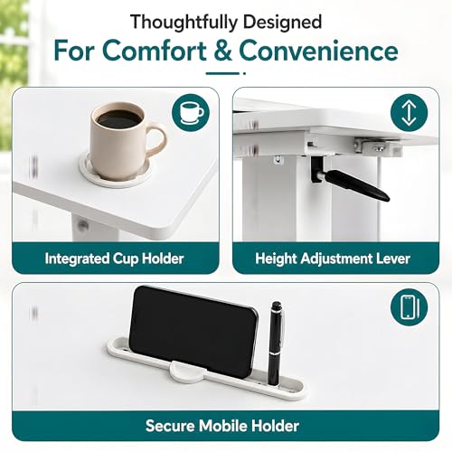 Naomi Home Adjustable Overbed Table with Charging Station, Rolling Hospital Bedside Table with Wheels, Height Adjustable Bed Desk for Laptop, Meals & Recovery Care White - color: White