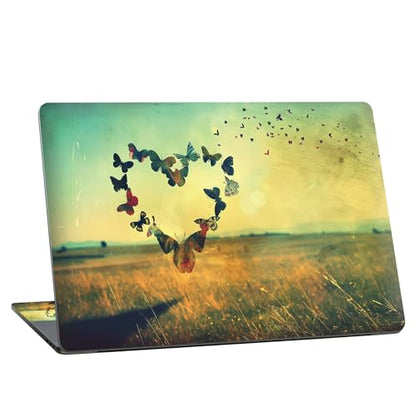 Universal Laptop Skin Sticker with 2 Wrist Pad Skins, Waterproof Scratch Resistant Vinyl Laptop Cover Decal, Cut to Fit for 11–15.6 Inch MacBook HP Dell Lenovo, Butterfly Heart - color: Butterfly Heart