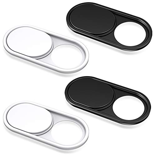 CloudValley Webcam Cover Slide, 0.023in Camera Cover Fit for Laptops, iMac, iPad, PC/Computer, Tablets, Ultra-Thin Web Blocker Protecting Your Privacy [2 Black+2 White]