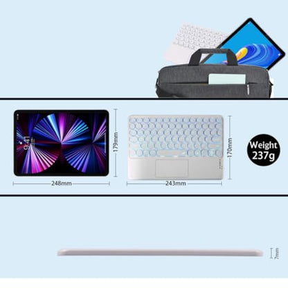 Bluetooth Keyboard with Touchpad,10 inch Ultra Silm 7 Colors RGB Backlit Wireless Keyboard Universal Rechargeable Portable Keypad with Trackpad for iPad iOS Android Windows Laptops PC(White) - color: white