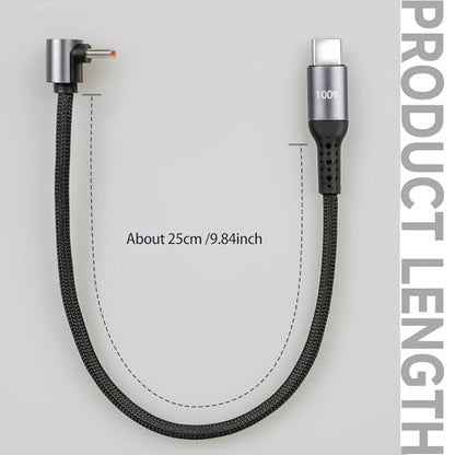 FINEANDENG Nylon USB-C to USB-C Short Fast Charging Cable 9.84 Inch Type C Male to Male Power Bank Dedicated Data Cable for Mobile Phones,Power Banks,Laptops,etc (90 Degrees 100w)
