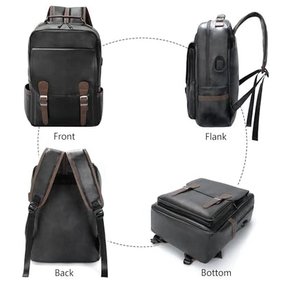 GOWIN Laptop Backpack for Men Work Travel Backpack with USB Charger Waterproof Business Backpack Fit 15.6 Computer Airline Approved Casual Backpack (Black)