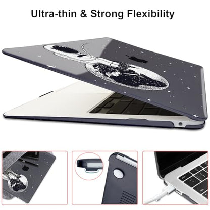 Compatible with MacBook Air 13 inch Case M1 A2337 A2179 A1932 Cover 2021 2020 2019 2018 Release with Retina Display & Touch ID, Crystal Black Pattern Plastic Hard Shell Case, Astronaut Earth - color: Astronaut Earth
